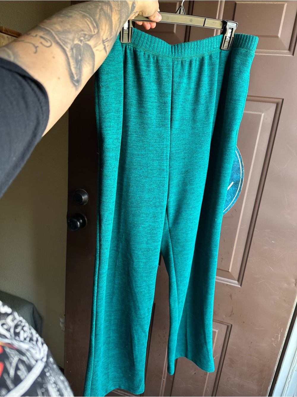 Knit Wide-Leg Pants in Teal